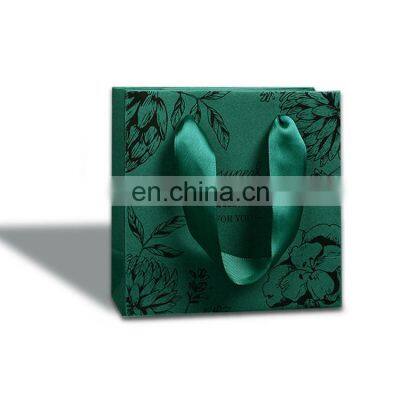 Wholesale Dark Green Shopping Paper Gift Tote Bag Packing For Gift