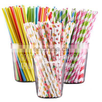 Custom color paper straws wholesale Custom printed colors polka dot striped paper straw