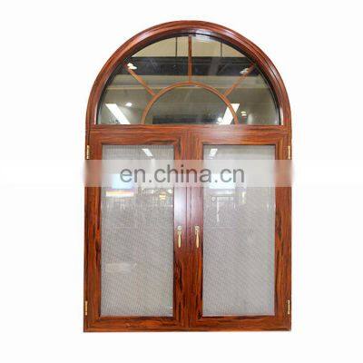 weather resistance casement open round top grill design tempered frosted glass arched aluminum swing window for new home