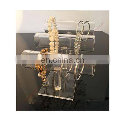 Clear 3-Tiers Bracelet Desktop Stands Display Clear Acrylic Tube Bangle Display Racks