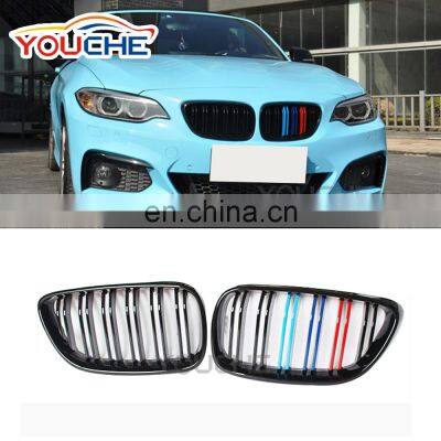 F22 ABS dual slat auto front grille gloss M color  for 2014-2018  BMW 2 series F22 F23 F87 M2