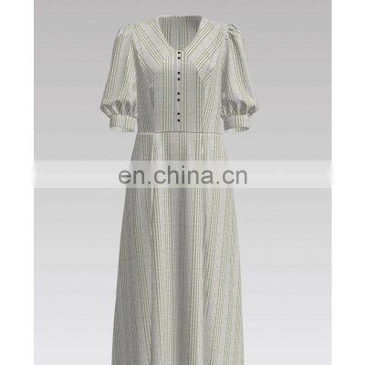 Оптовая продажа от завода дешевой вертикально-полосатой хлопчатобумажной шелковой сукно для платья photo-2