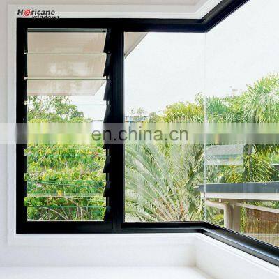 Custom jalousie blinds louvers aluminium aluminum frame glass fixed louver louvre windows for house