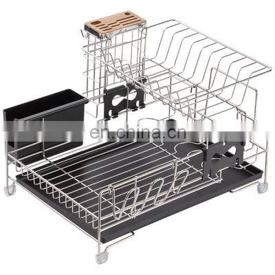 Dish Drying Rack, Stainless Steel 2-Tier Dish Rack for Kitchen Counter