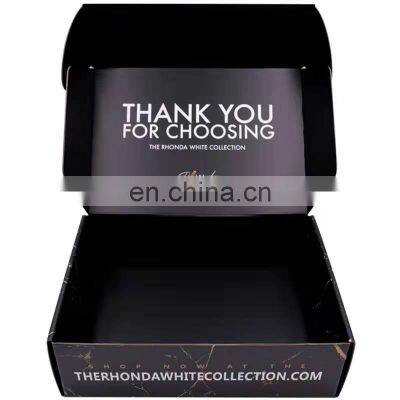 Черный роскошный гофрированный коробчатый посылочный ящик, коробка для волосных пряжек photo-3