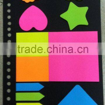 Different shapes assorted sticky notes with 250g black card. Accept customized logo