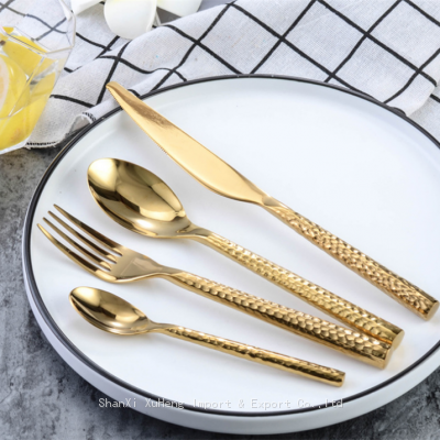 Wholesale Factory High Quality Sale Luxury Gold  Home Hotel Restaurant Eco Friendly Wedding Stainless Steel Cutlery Set