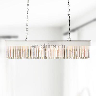 Modern American Crystal Rod Pendants Chandelier Ceiling Lighting Fixture For Living Room Dining Room Kitchen Island Foyer Lobby