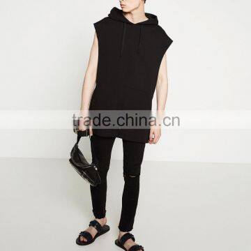 New Style Men's Blank Pullover Black Sleeveless Hoodies photo-5