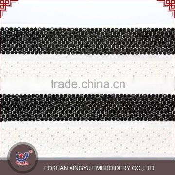 Factory specializing made fresh black white stripe polyester elastane guipure lace fabric 2015