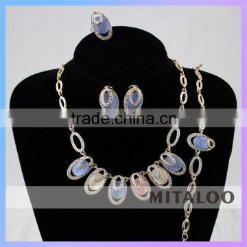 Mitaloo African Costume Jewelry Set Oval Necklace with Stones MBF0652