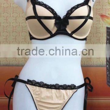 OEM sexy stylish front cross belt ladies bra and panty sets