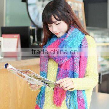 Wholesale New Winter Lady Fashion Tassel Loop Yarn Plaid Blanket Scarf photo-4