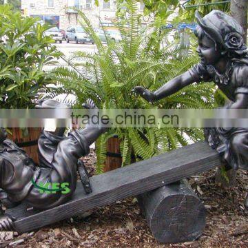 Bronze teetertotter exotic children sculpture