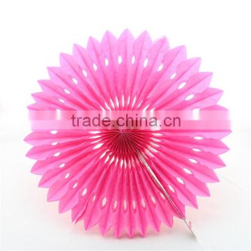 Decorative Rose Red Flower Colorful Paper Fans with Hole