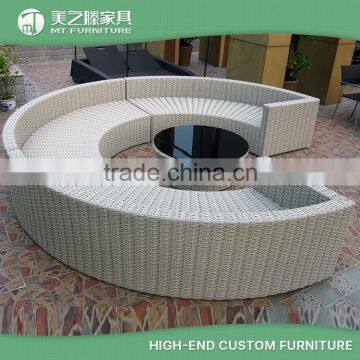 Modern leisure luxury circle outdoor garden sectional sofa half round rattan sofa