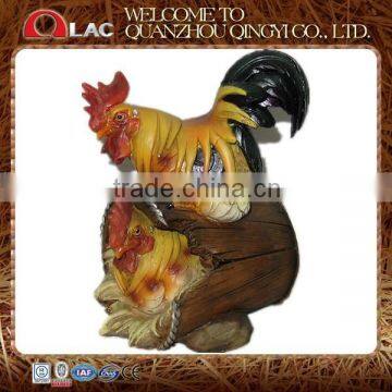 rooster and hen couple resin garden decorative statue