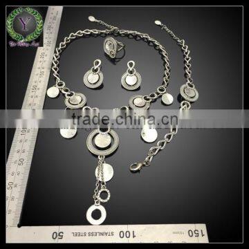 Round Diamond Jewelry Set,Round Pendant,stainless Steel Round Charm photo-2