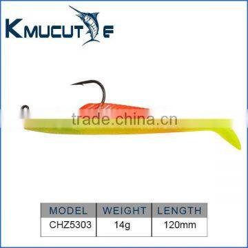 CHZ5303 pollock catchers 120mm soft fishing lure lead head soft lure with hook paddle tail