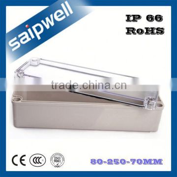 High quality ABS/pc ip66 Transparent plastic waterproof terminal box 80*250*70mm