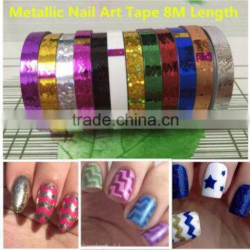 2016years12 Rolls Metallic Nail Art Tape New Raised Grain Line Strips Decoration Sticker UV Gel Polish Fantastic Nail Accesories