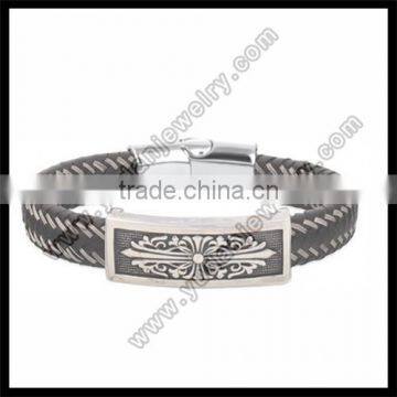 Wholesale Leather Steel Mens Magnetic Bracelet