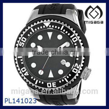 Men's Analog Display Quartz Black Watch steel case silicone strap