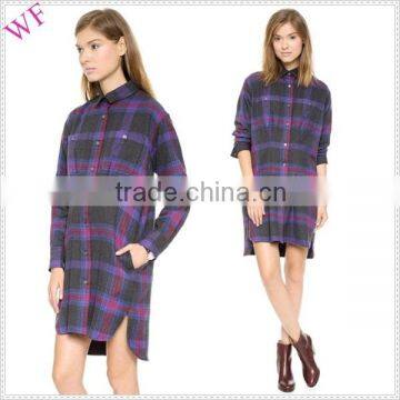 China flannel maternity plaid shirt dresses supplier long sleeve