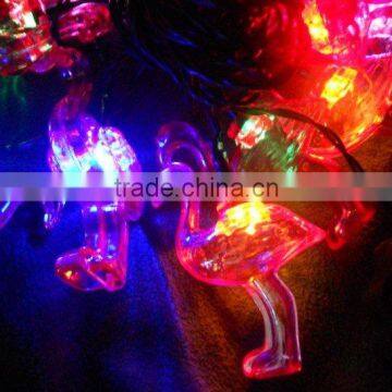 free shipping Colorful solar christmas light 10 Flamingo Led +4.5M lenght Cable using for christmas,festival decoration