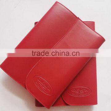 A5 red thick pu three folded daily diary