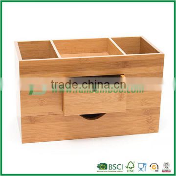 3 divide from the middle bamboo desk organizer with drawer