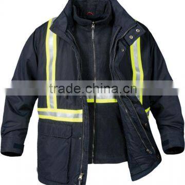 Outdoor men 3 in 1 safety winter jacket with reflective tape