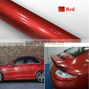 High glossy 1.52*20M red diamond glitter car wrapping vinyl foil sticker