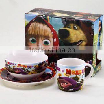 4 pcs ceramic dinner sets with Masha printings