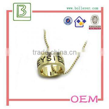 Gold Tone Ring Pendant Men Necklace with Ball Chain