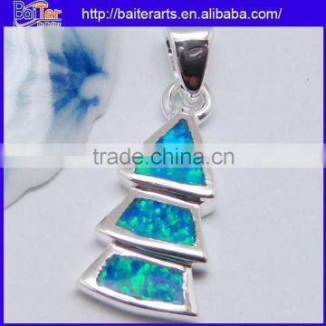 Hot !! 925 Sterling Silver Synethic Opal Triangle Pendant/Fire Opal Inlay Triangle Shape Pendant