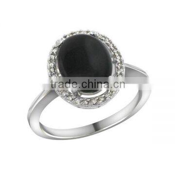 925 Sterling Silver Natural Black Onyx Ring