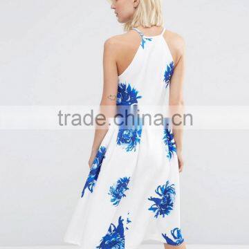 OEM Manufacturer Summer Elegant Full Midi Dress In Bright Floral Print photo-3