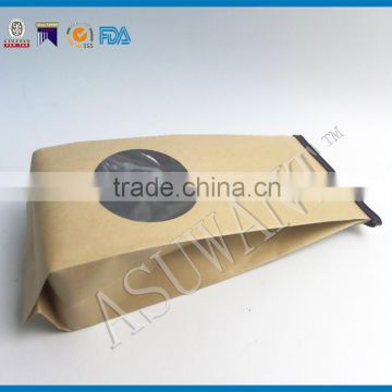 Metalized aluminum foil kraft paper tin tie coffee bag with window