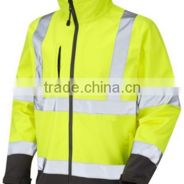 Hi vis men's reflective waterproof and breathable softshell jacket