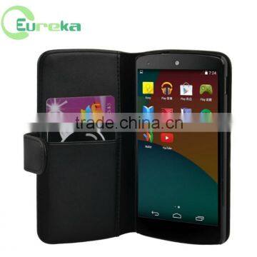 Good quality shockproof wallet leather stand case for lg nexus 5