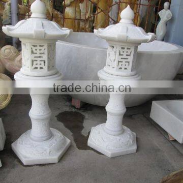 Hand Sculpture Carving Stone Marble Led Lantern For Resort, House And Garden