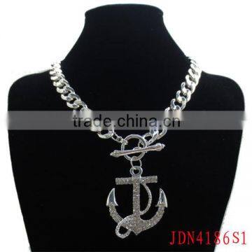 Rough Chain with Anchor Pendant Silver Plated Jewelry