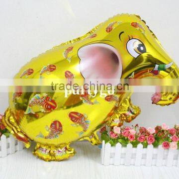 Latest design70*45cm elephant shape golden metalic foil helium balloon for decorations