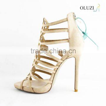 OLNS004 Classics Ladies Black High Heel Dress Sandals Suede Platform Heels Metal Strap Decorated Women Sandals Shoes photo-4