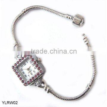 silver snake bracelet Rhinestone Watch with Snap Clasp