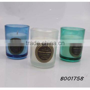 No harmful material smokeless color spraying glass cup candle soy wax