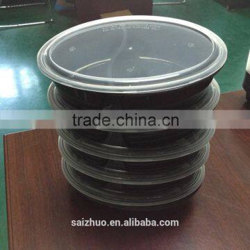10-pck single compartment black microwave safe oval shape disposable plastic food container with lid