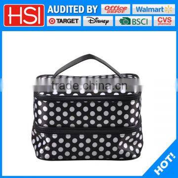 practical portable cosmetic bag with double layer