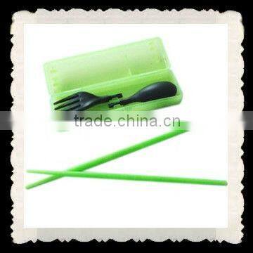 Travelling camping portable plastic chopsticks and spoon and fork set